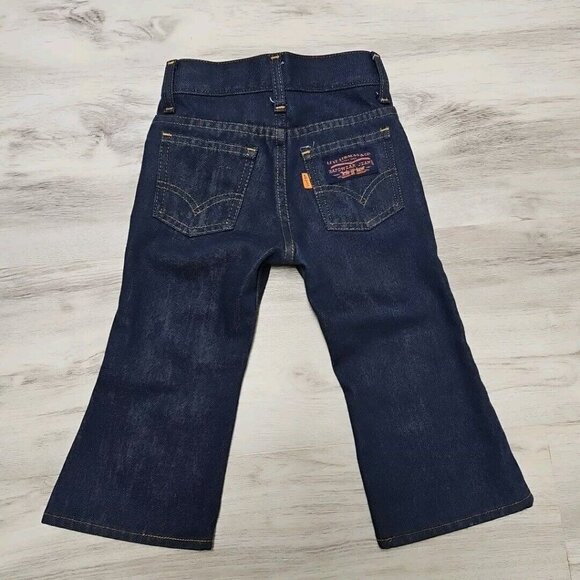 Vintage Levis Bootcut Orange Tab Jeans Toddler Boy Girl 2T Dark Wash Blue 1970s - Picture 3 of 10